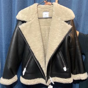 Faux shearling-lined jacket